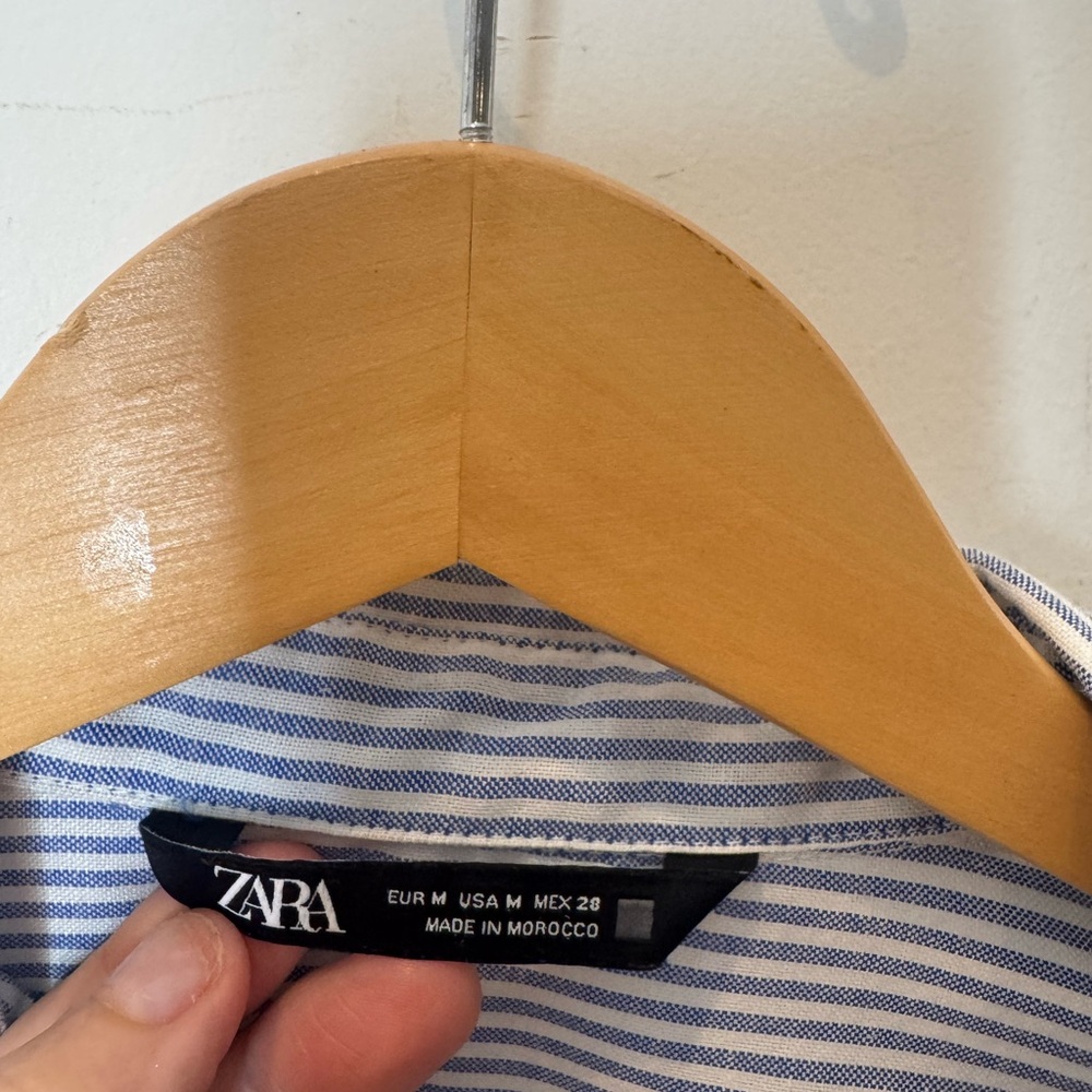 Zara Blue and White Striped Shirt. Size M. - Picture 2 of 10